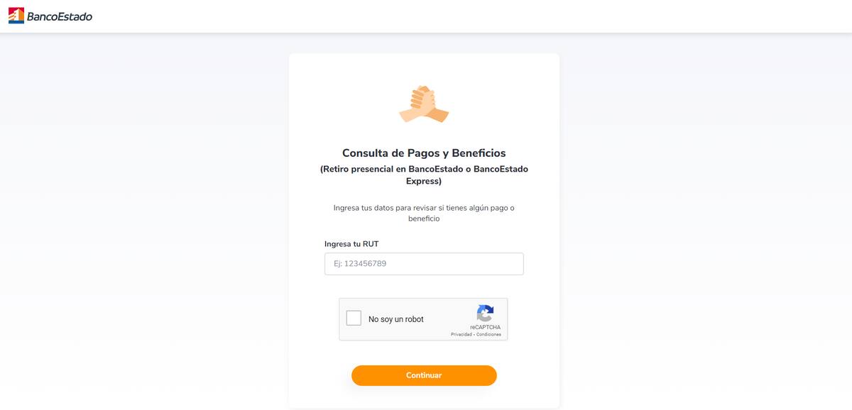 Solo debes ingresar tu RUT para conocer si tienes pagos pendientes de los distintos bonos del Estado. Créditos: Captura de No Lo Cobraste de Banco Estado.