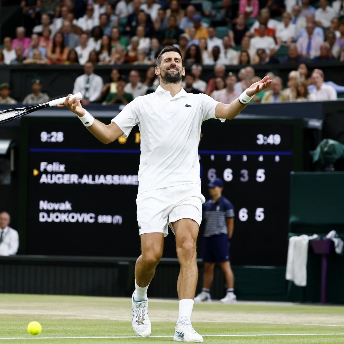 Djokovic enorme: le ganó partido maratónico a Auger-Aliassime y saca cita con Sinner en Wimbledon