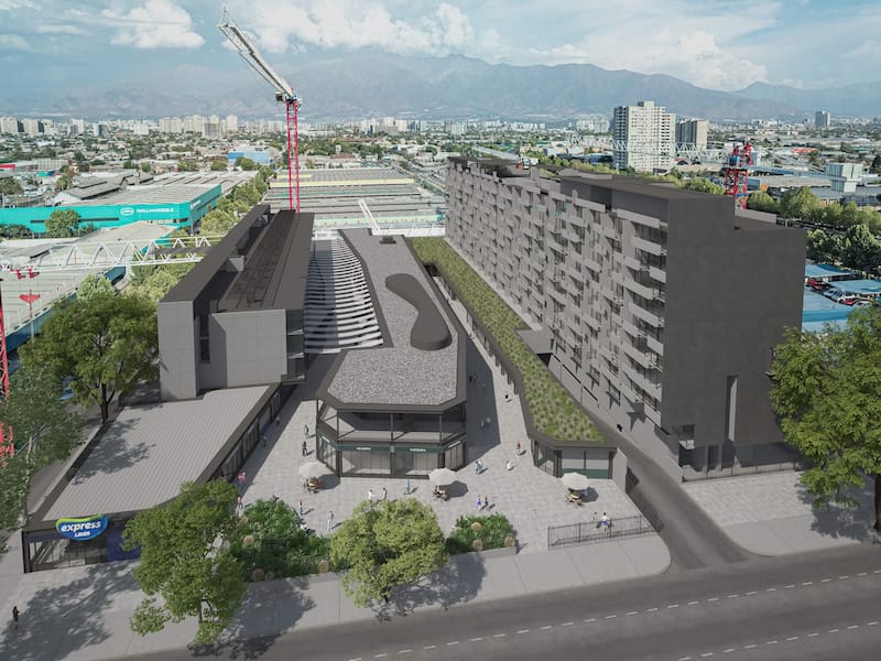 Plaza Franklin es un proyecto mixto con superficie residencial, comercial y de estacionamiento. Foto: EDR Inmoboliaria.
