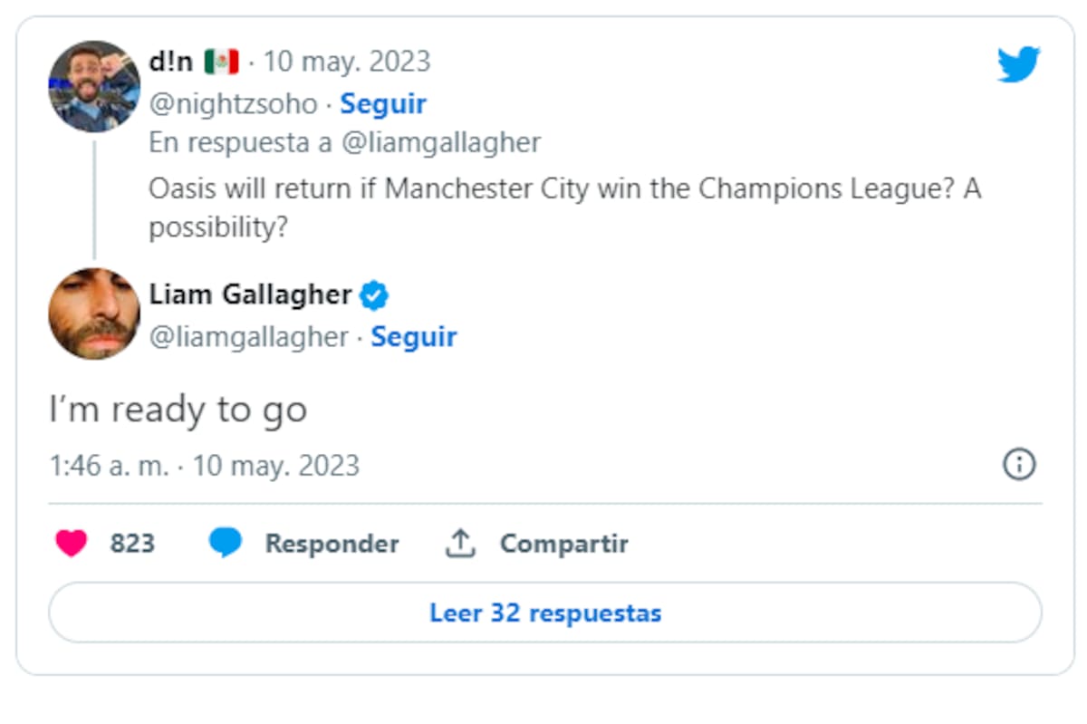 Liam Gallagher es bien chupete de fierro, pero un título en la Champions League podría reunir finalmente a la banda Oasis