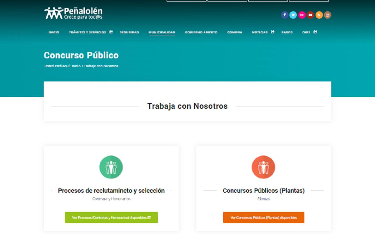 Así luce la plataforma disponible del municipio para puestos de trabajo.