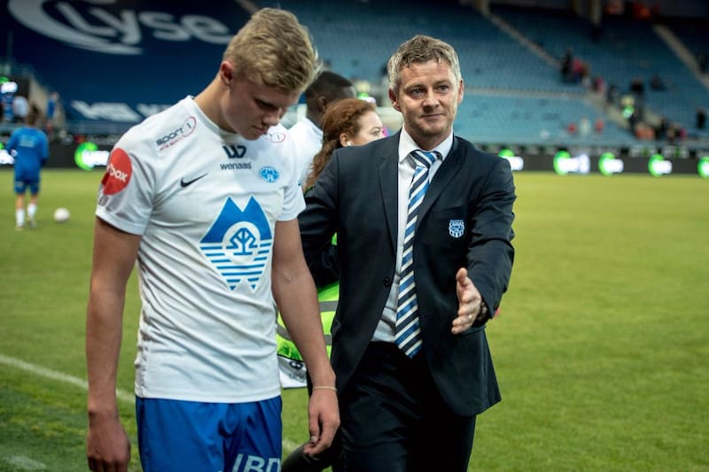 Ole Gunnar Solskjaer y Erling Haaland en Molde.