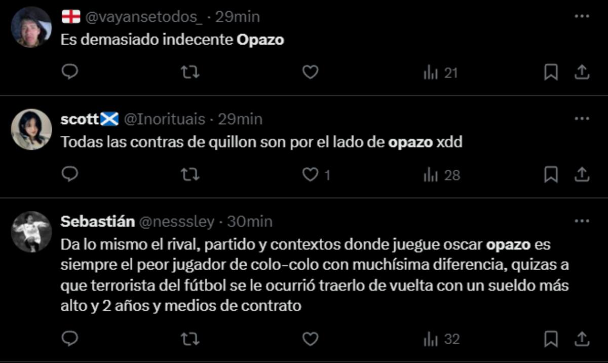 Óscar Opazo se llevó todas las críticas de los hinchas de Colo Colo en redes sociales