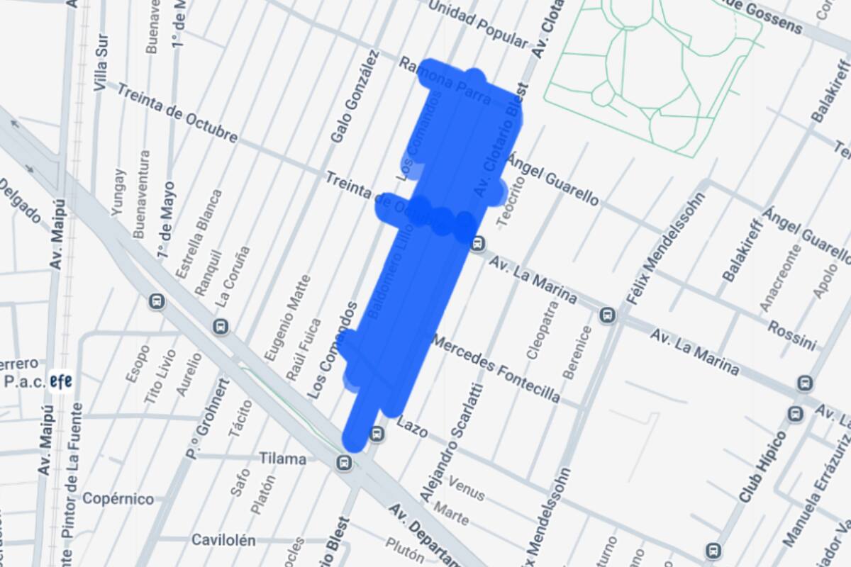 Sector afectado por el corte de luz.