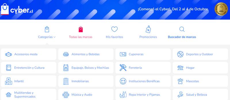 Así luce la página de inicio del Cyber Monday 2023.