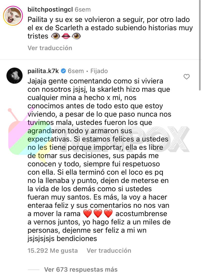 Pailita confirmaba su relación con Skarleth.