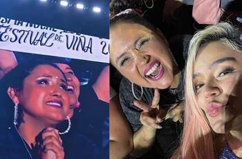 Leyó su cartel y se sacó una selfie: El especial momento que vivió Pamela Leiva en el segundo concierto de Karol G en Chile