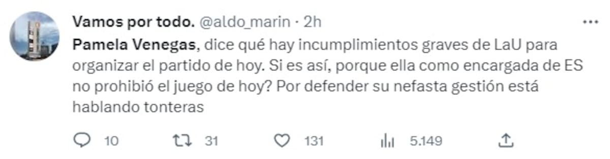 Pamela Venegas ha sido criticada por su función en Estadio Seguro