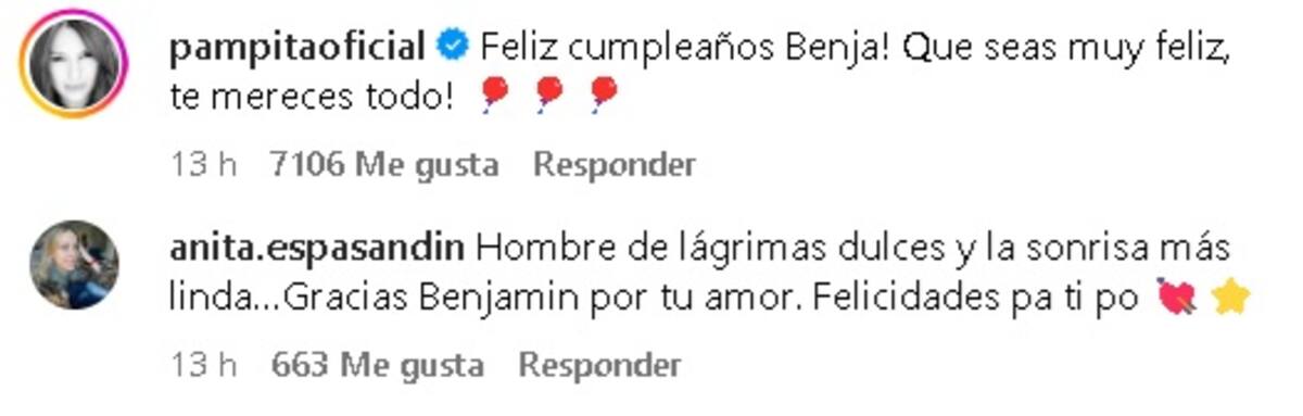 Los mensajes de Pampita y Anita. Créditos: Instagram