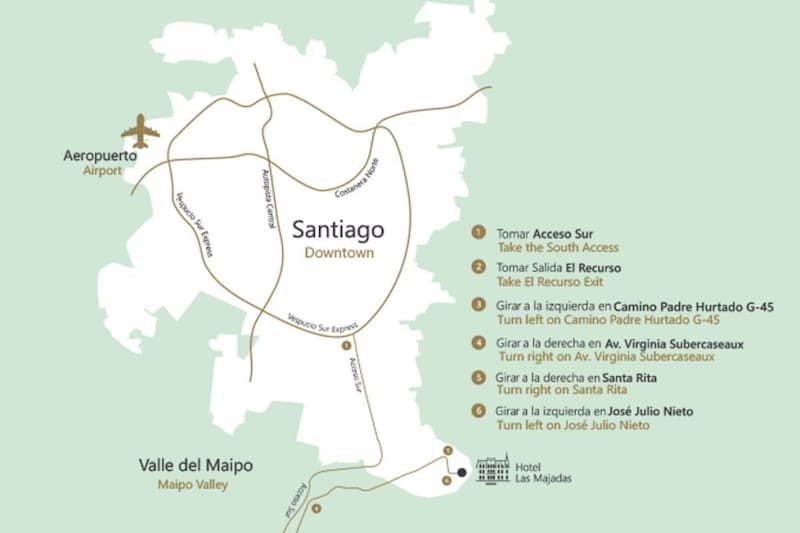 El recinto está ubicado a 45 minutos de Santiago. 
Créditos: Palacio-Hotel Las Madejas.