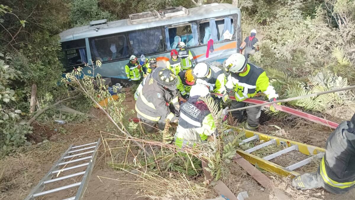 Bus con casi 30 pasajeros se desabarranca en Panquipulli dejando 12 lesionados