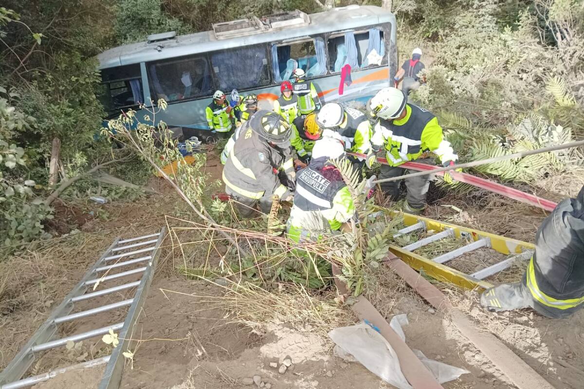 Bus con cerca de 30 pasajeros se vuelta en la ruta que une Panquipulli con Loncoche. Créditos. Twitter - Alfonso Gonzalez