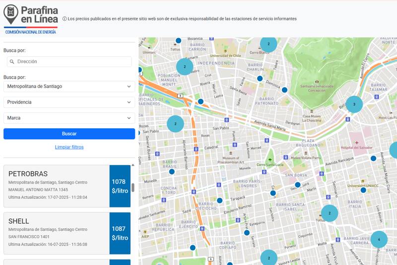 La plataforma funciona como un comparador de precios para encontrar los mejores precios del combustible cerca de tu ubicación.