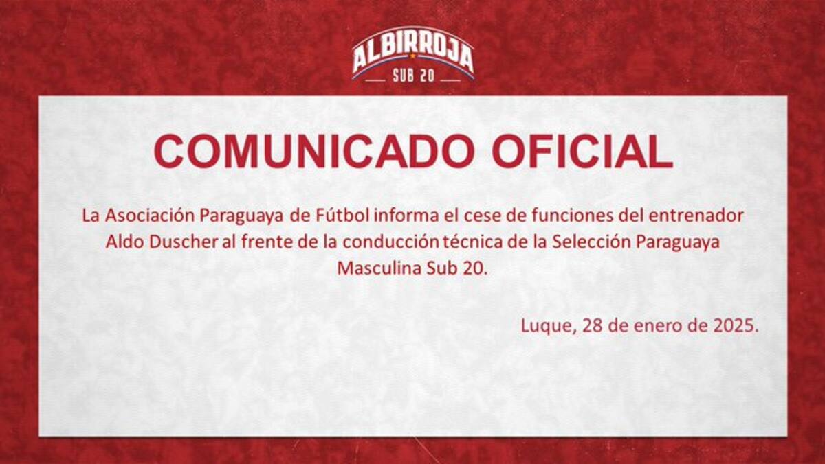 El breve comunicado con la salida de Aldo Duscher.