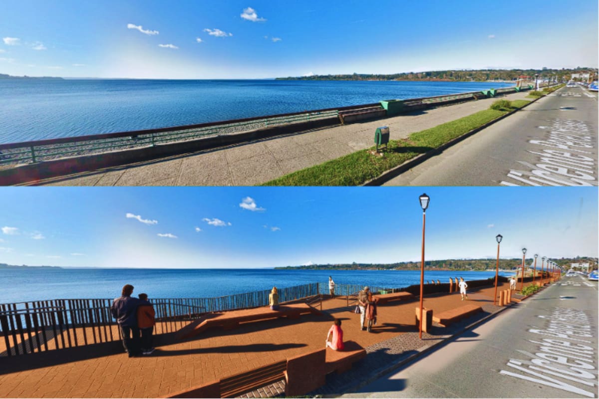 Este sería el antes y el después de la infraestructura. Foto: Municipalidad de Puerto Varas.