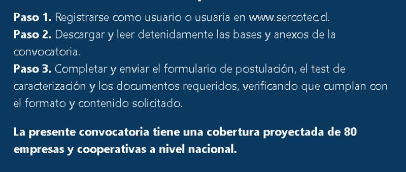 Pasos para postular a Pymes Globales de Sercotec.
