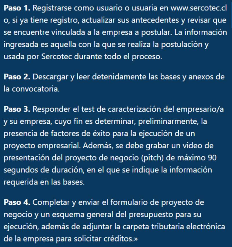 Pasos para postular al subsidio Crece, de Sercotec.