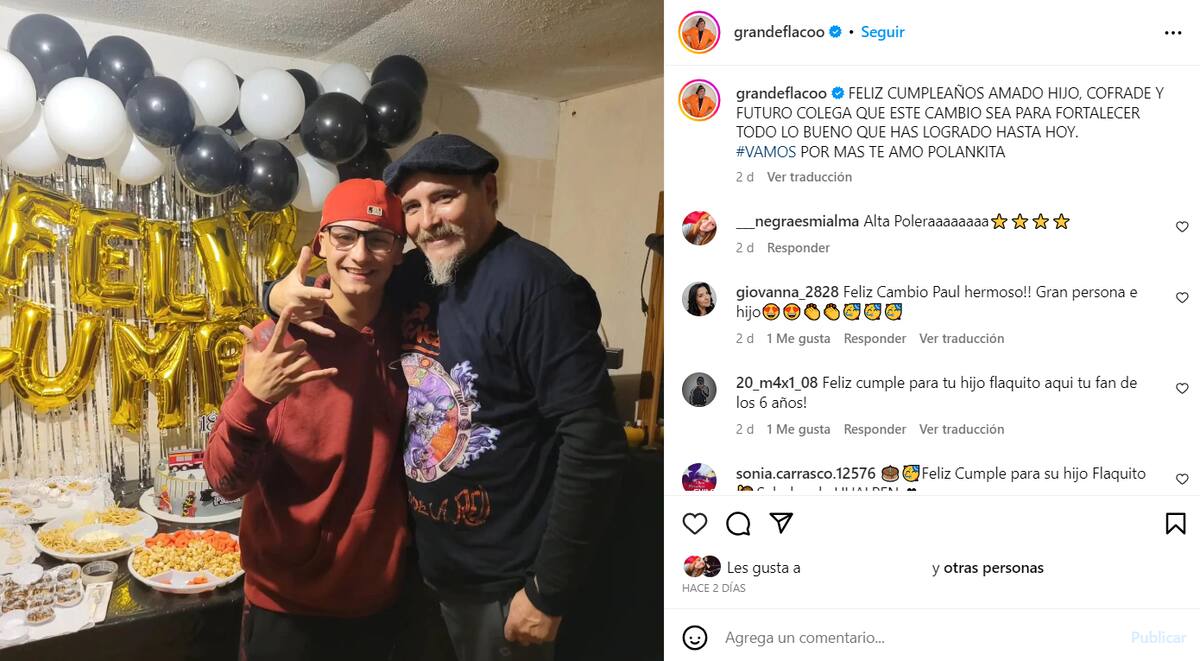 Paul Vásquez, "El Flaco", y su reciente saludo de cumpleaños a su hijo.