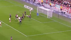 Paulo Díaz apareció en el área y anotó este gol en el duelo de River Plate vs. Barracas Central
