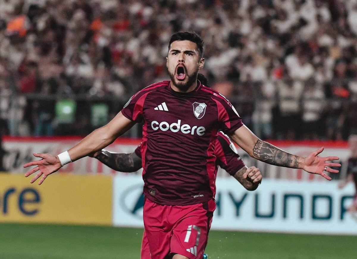 celebrando un gol con River Plate en la Copa Libertadores. Foto: Facebook River Plate.