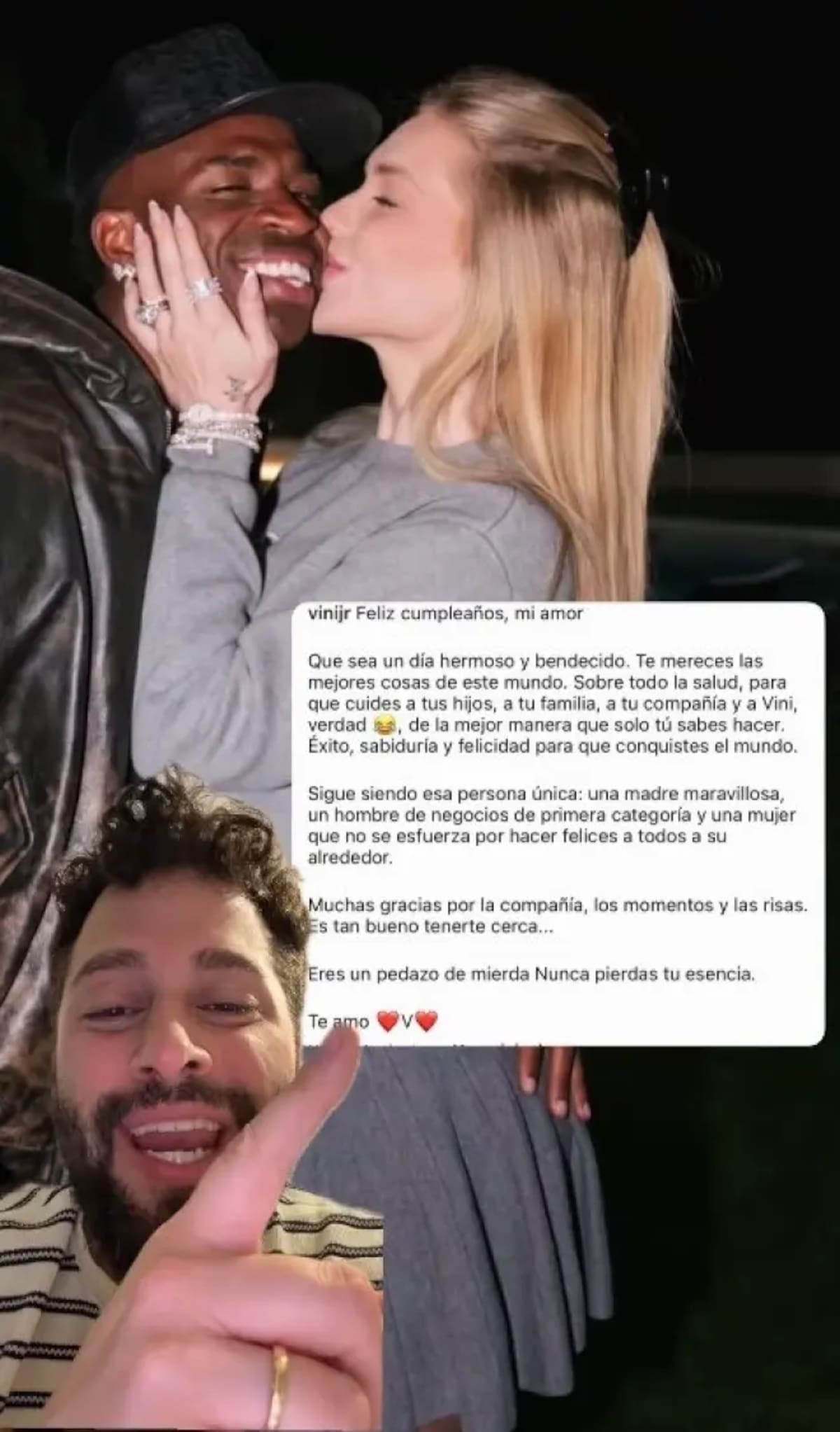 El tierno mensaje de Vini a su novia... con error y todo