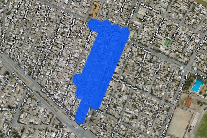 Sector afectado por el corte de luz.