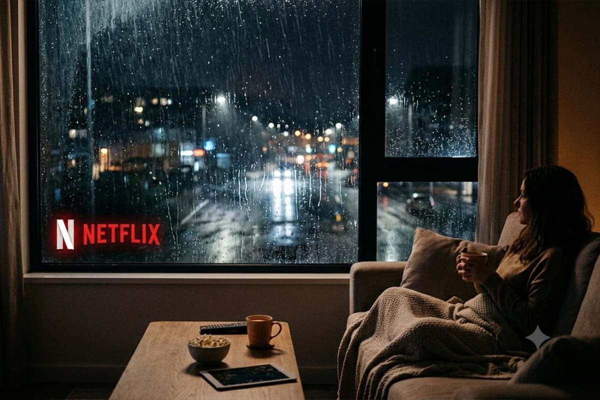3 películas para ver en un día lluvioso. Foto: IA creada con Gemini.