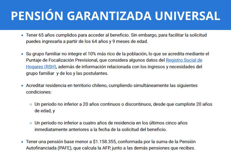 Requisitos para recibir la PGU.