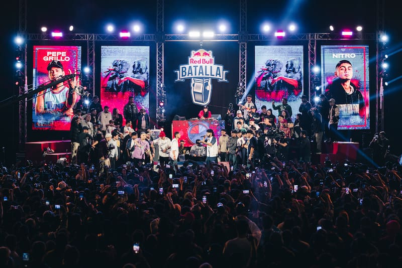 Pepe Grillo and Nitro perform during Red Bull Batalla Chile National Final at Polideportivo de Nunoa, in Santiago, Chile on Oct 1, 2023 // Alfred Jürgen Westermeyer / Red Bull Content Pool // SI202310020094 // Usage for editorial use only //