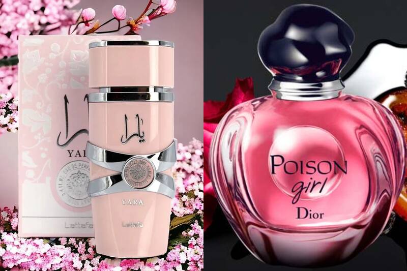 Yara de Lattafa en comparación con Poison Girl de Dior.