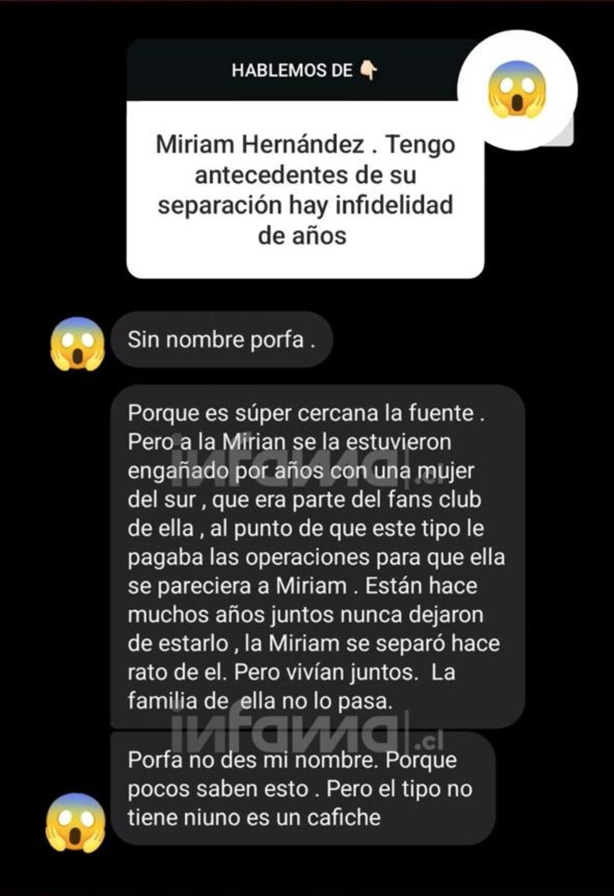 entrega información sobre una supuesta infidelidad de Jorge Saint-Jean a Myriam Hernández.