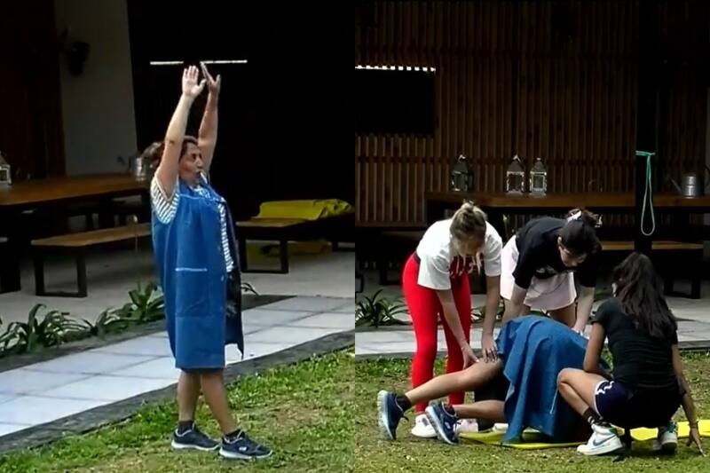 La participante de "Gran Hermano" realizó una mini rutina de gimnasia gracias a la ayuda de sus compañeras de encierro.