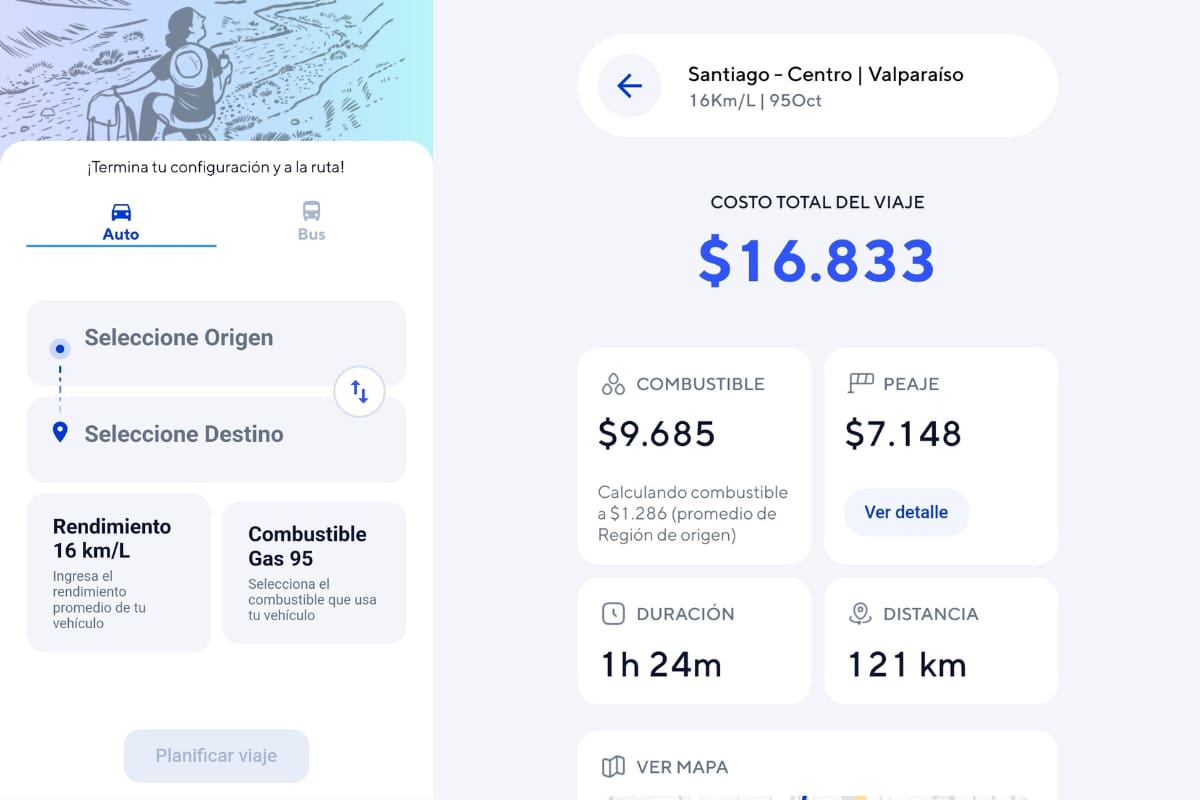 La app ofrece información valiosa para planificar tus viajes en auto.