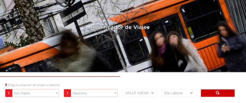 Así luce el Planificador de Viajes del Metro de Santiago.