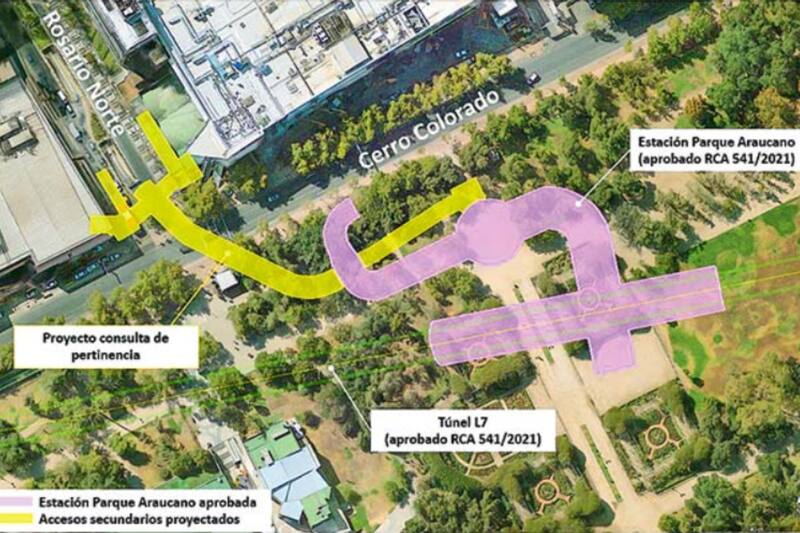 Este es el nuevo plano de la Estación Parque Araucano de la Línea 7.