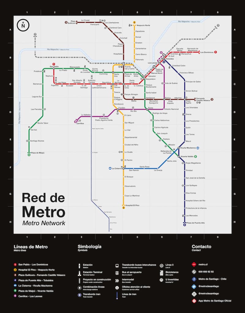 Así queda el plano de la red del Metro de Santiago tras la llegada de tres nuevas estaciones en la Línea 3.