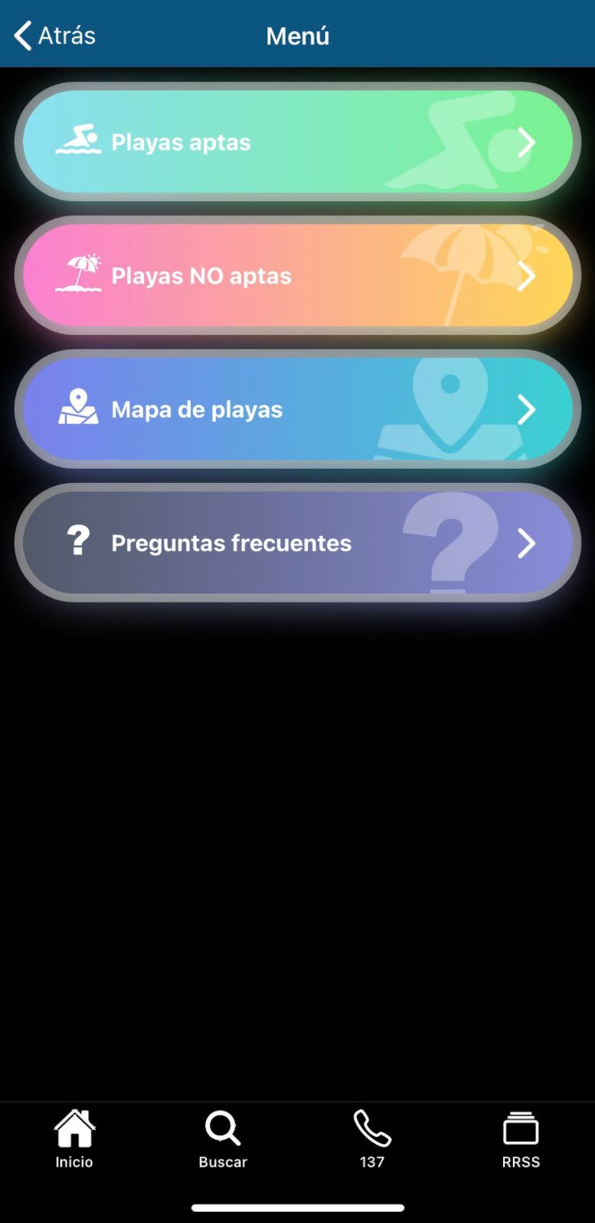 Así se ve la aplicación para ver las playas aptas. Créditos: Directemar.