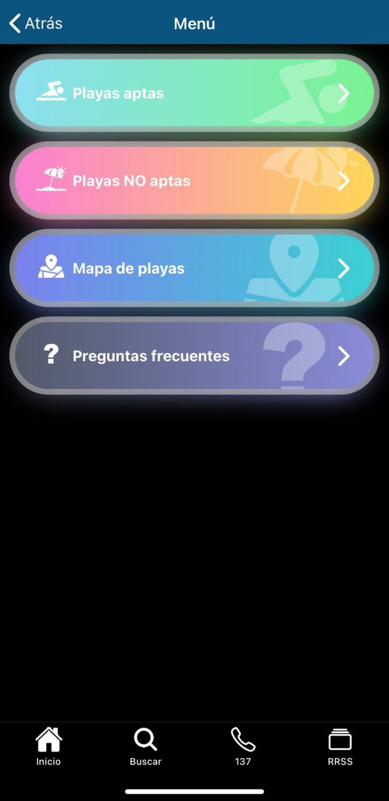 Así se ve la aplicación para ver las playas aptas. Créditos: Directemar.