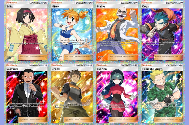 Necesitarás las versiones full art de todos los entrenadores.