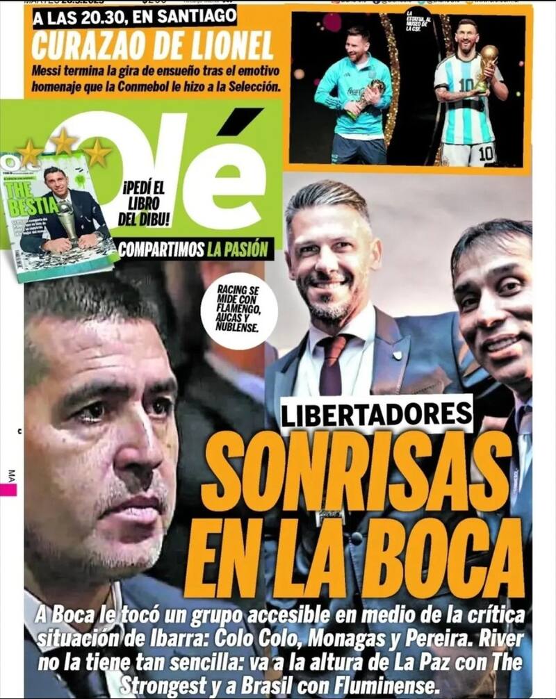 Así se vio la portada de este martes del diario Olé.