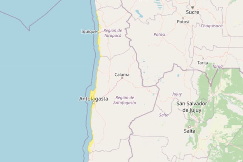 De acuerdo a la DMC, el fenómeno ocurrirá en el litoral de Tarapacá y Antofagasta este viernes. Créditos: DMC.