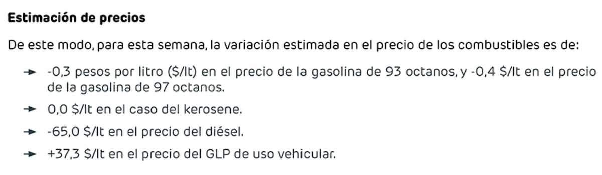 De acuerdo al último anuncio de ENAP, los valores de la bencina y el diésel disminueron en 0,3 y 65 pesos, respectivamente. Foto: ENAP.