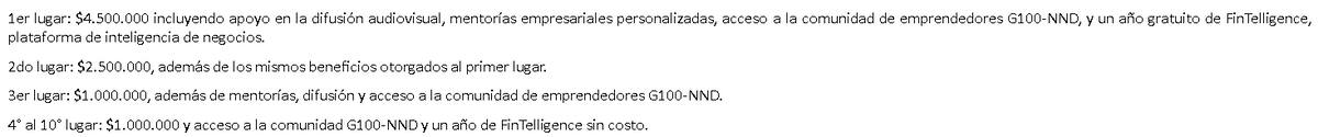 Premios del campeonato de La Araucana.