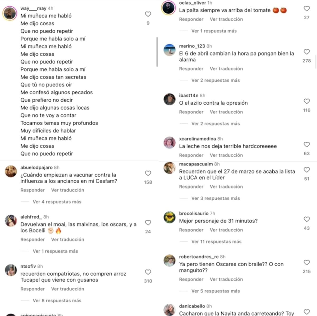 Chilenos se manifiestan en el Instagram de La Academia.
