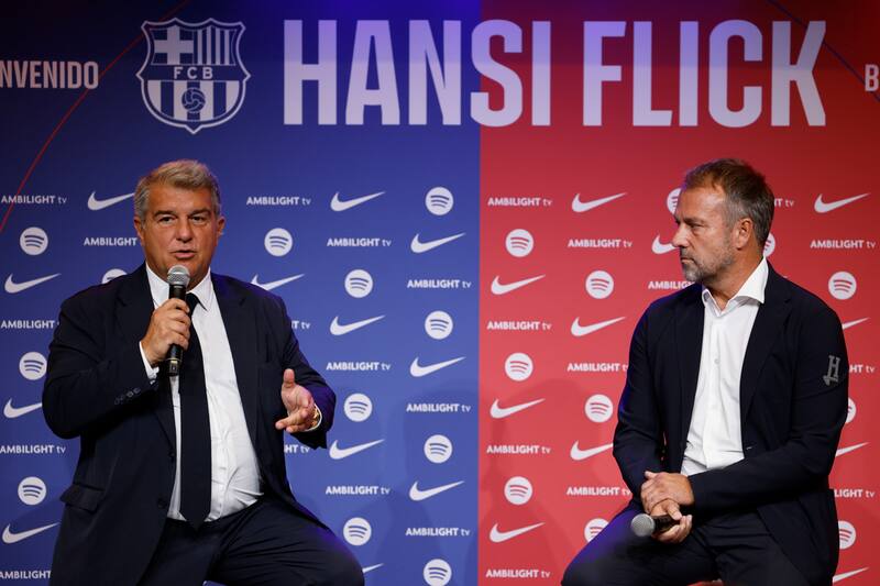 El cuadro Culé presentó a Hansi Flick como su nuevo entrenador. EFE.