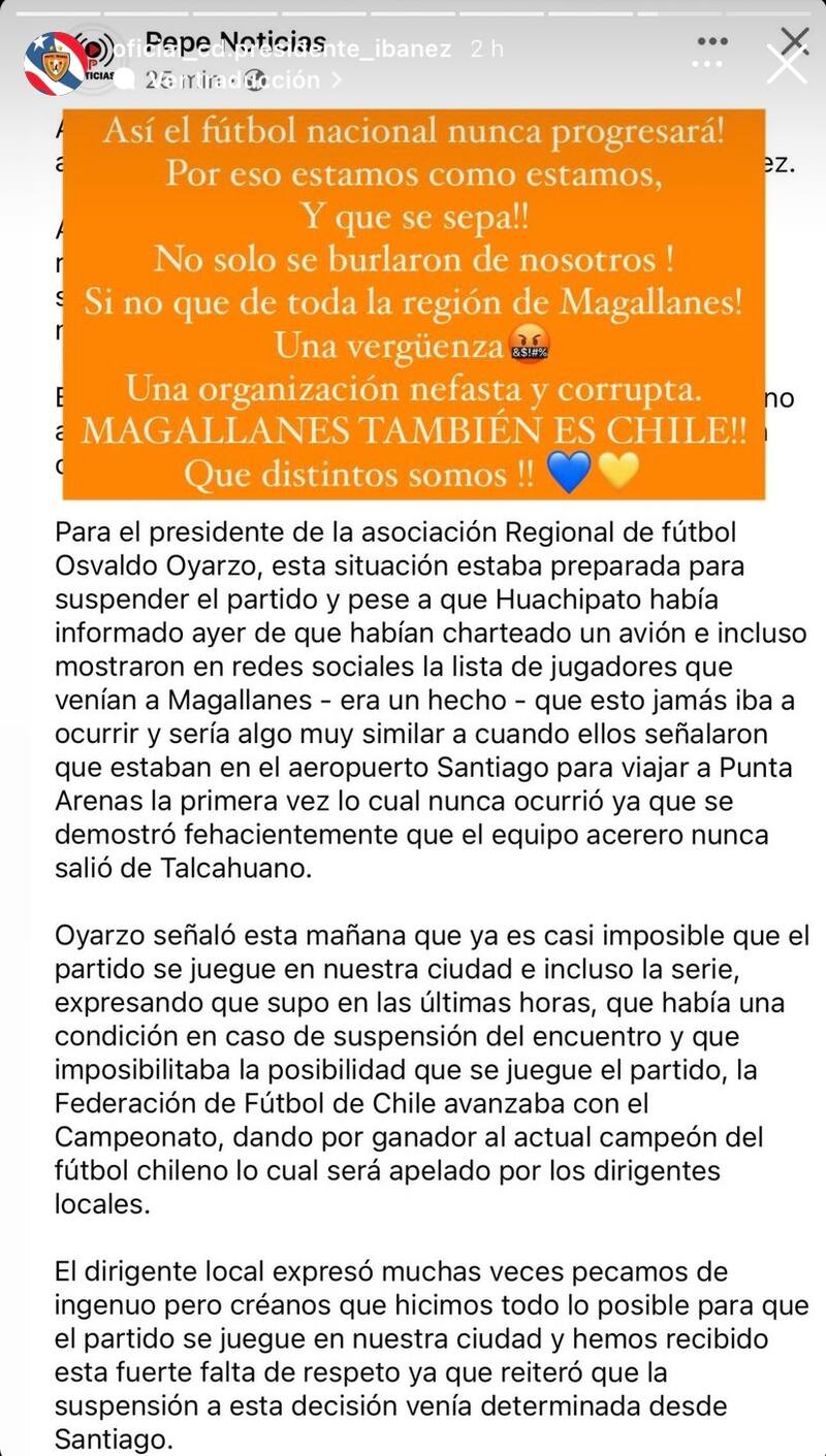 Presidente Ibáñez y los descargos ante la decisión por Copa Chile.