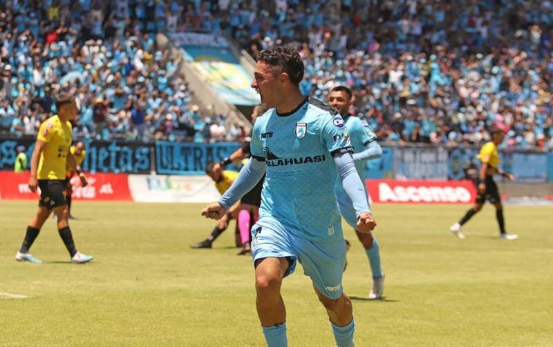 Joaquín Moya tras convertir en el duelo entre Deportes Iquique y San Luis.