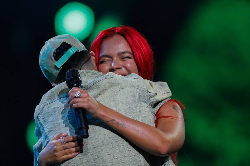 Vina del Mar, 19 de Febrero de 2023
Karol G se presenta en la Primera noche del Festival de Vina del mar 2023. En la fotografia junto a Cris MJ.
Cristobal Basaure/Aton Chile