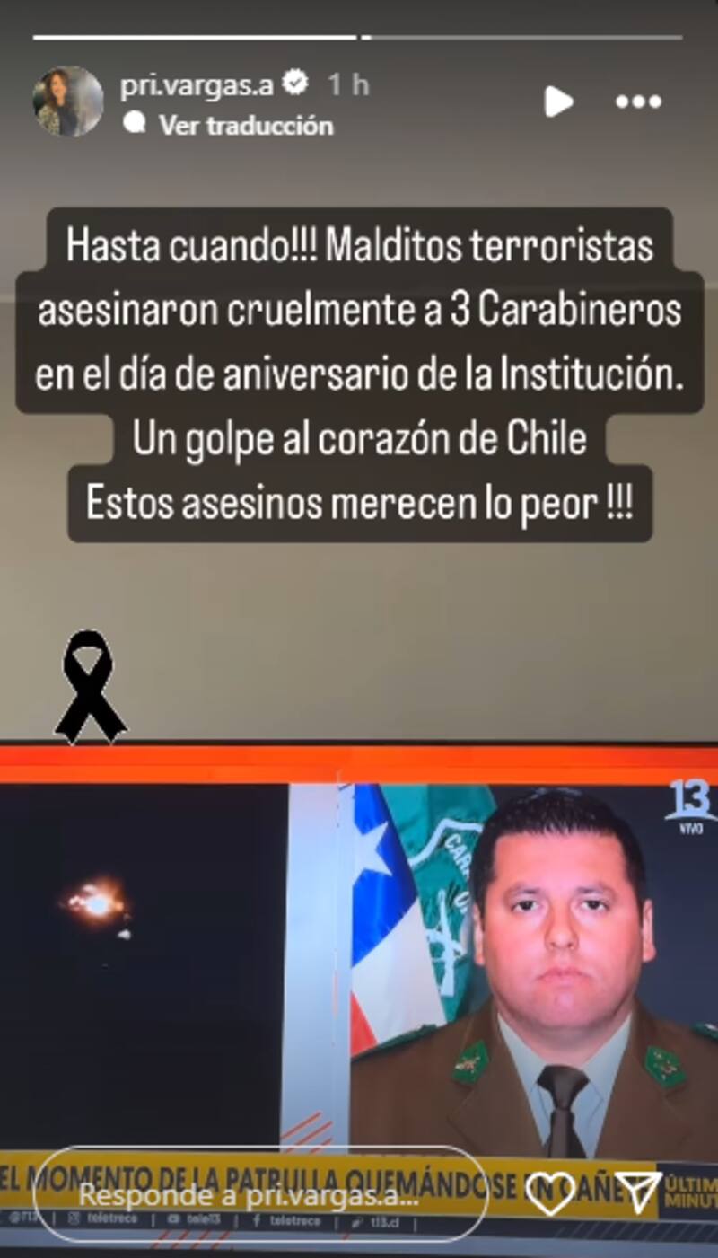 La historia de Priscilla Vargas en la que se descarga fuertemente en contra de los delincuentes que asesinaron a los tres efectivos policiales