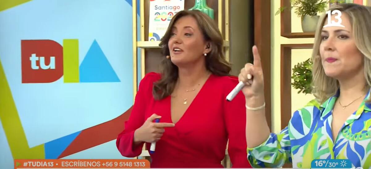 Priscilla Vargas sufrió problema con su vestido rojo. Créditos: Canal 13.